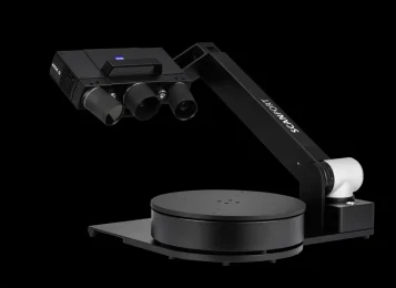 Zeiss Scanport for Jewellery Scanning ZEISS Scanport 3D scanner with rotating platform for precision jewelry and small parts digitization on black background
